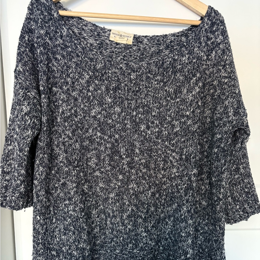 Denim & Supply Ralph Lauren Women’s Blue Loose Crewneck Sweatshirt 3/4 Sleeve S